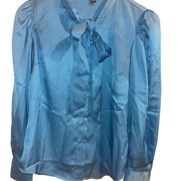 Ann Taylor Tops - Ann Taylor Satin Blue Blouse